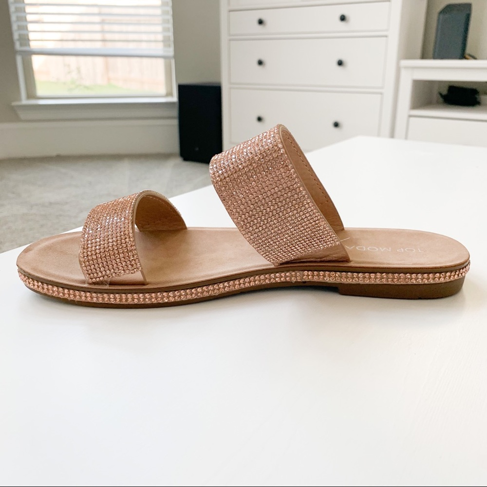 Top Moda Rosegold Rhinestone Sandals Tyson-9 - Picture 3 of 8